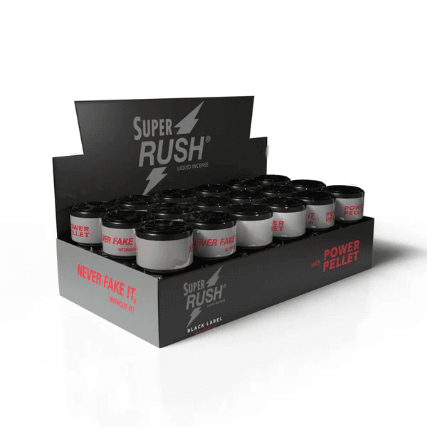 18 Pack Super Rush Black Label Poppers 10ml Super Rush Black Label Poppers 10 ml